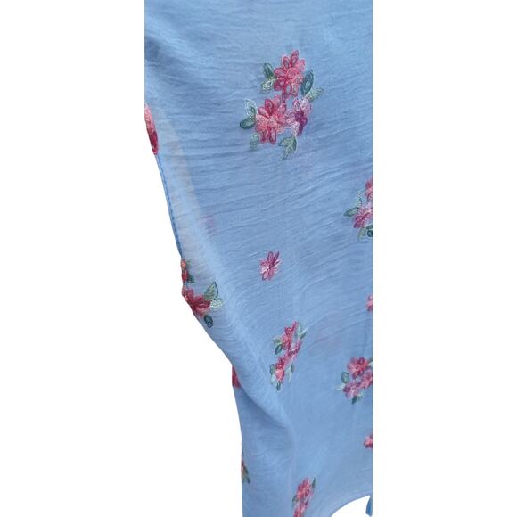 David and Young Blue Floral Embroidered Shawl Kimono Swim cover up Women's OS - Picture 6 of 6